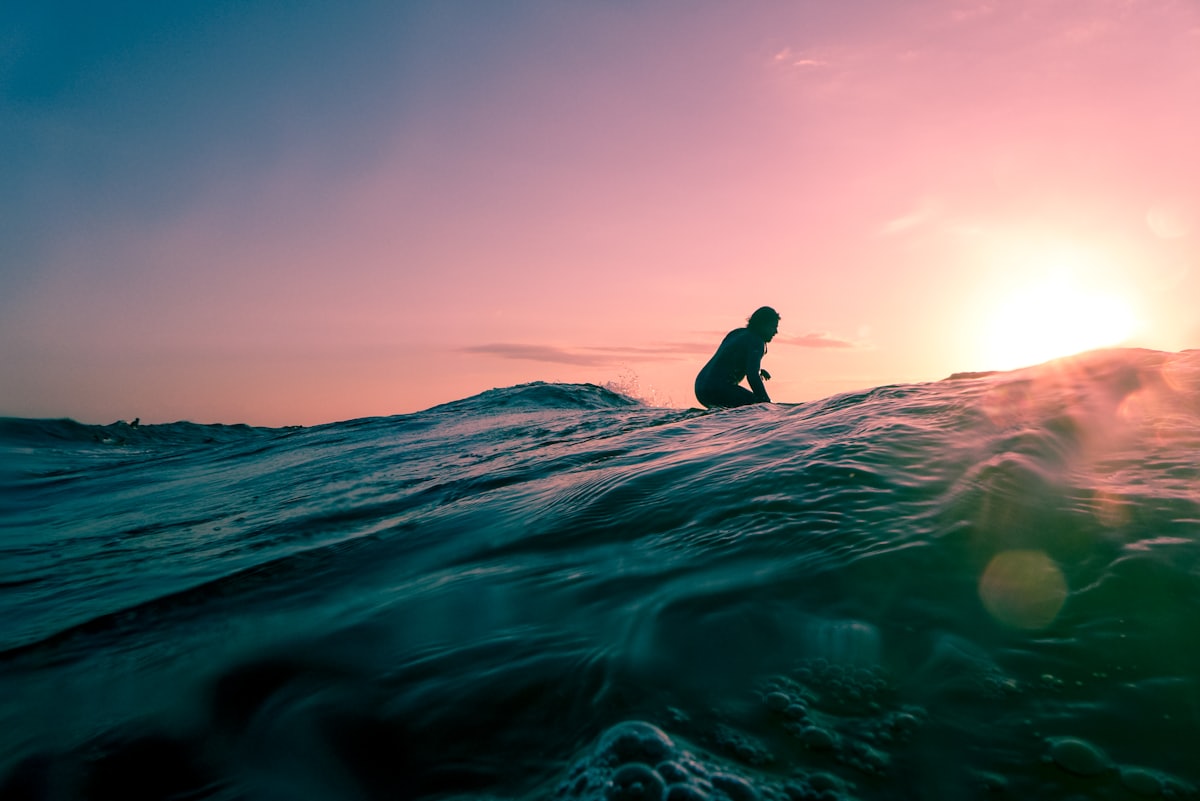 Surfer at sunset